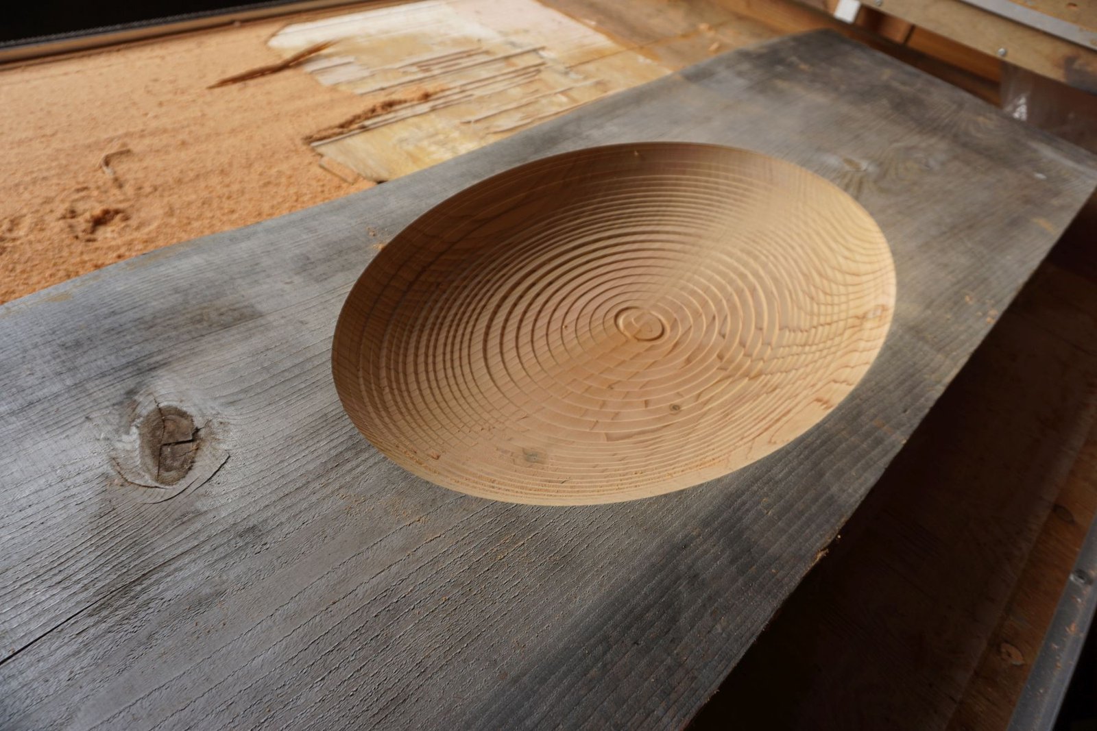 4 inch cedar slab countertop with engraved basin