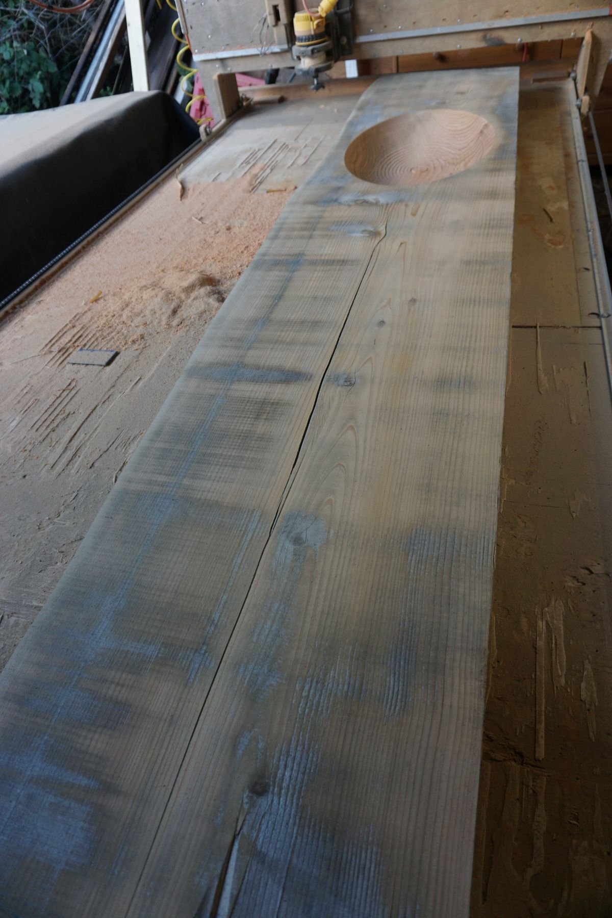 4 inch cedar slab countertop with engraved basin - Image 3