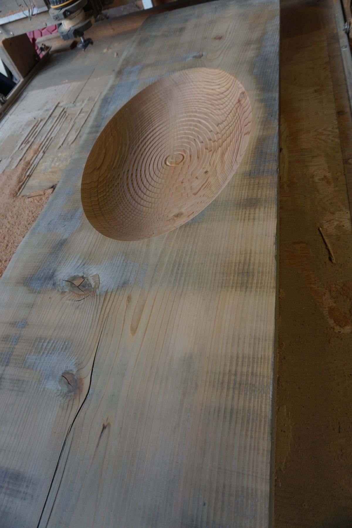 4 inch cedar slab countertop with engraved basin - Image 4