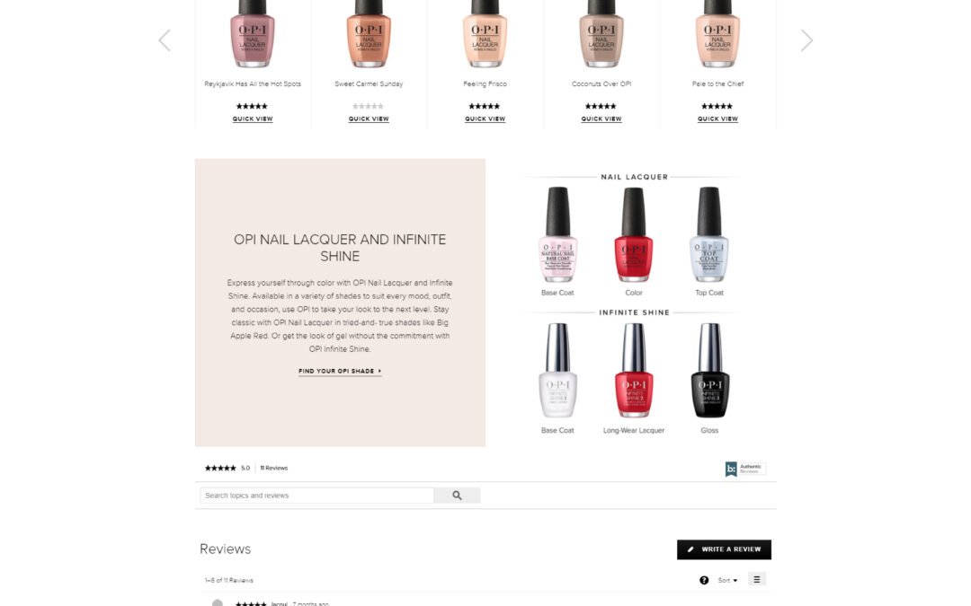 OPI.com BazaarVoice Reviews integration